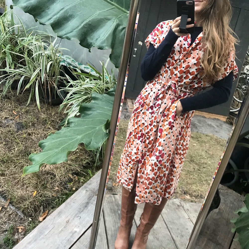 Statement Button Down Vintage Orange Abstract Dot - image 2